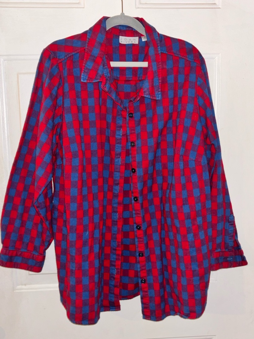Joan Rivers Red and Blue Plaid Button Shirt